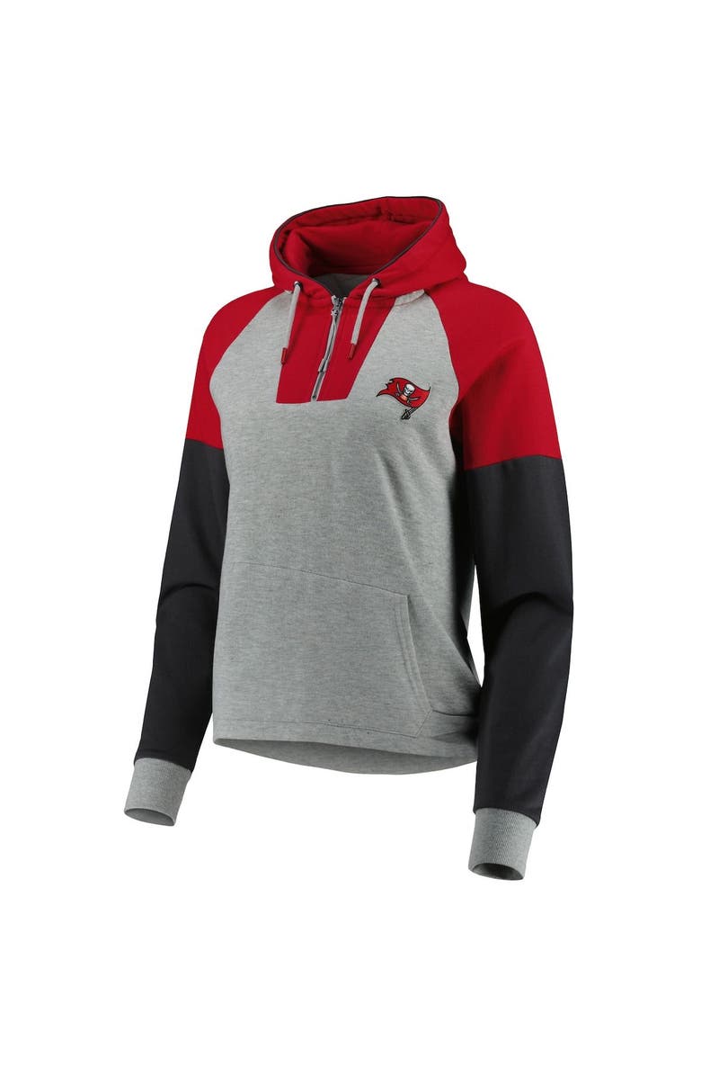 ANTIGUA Women's Antigua Heather Gray Tampa Bay Buccaneers Lightweight Jackpot Raglan Half-Zip Pullover Hoodie, Alternate, color,