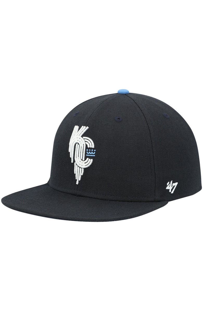 '47 Men's '47 Navy Kansas City Royals 2021 City Connect Captain Snapback Hat, Alternate, color, 