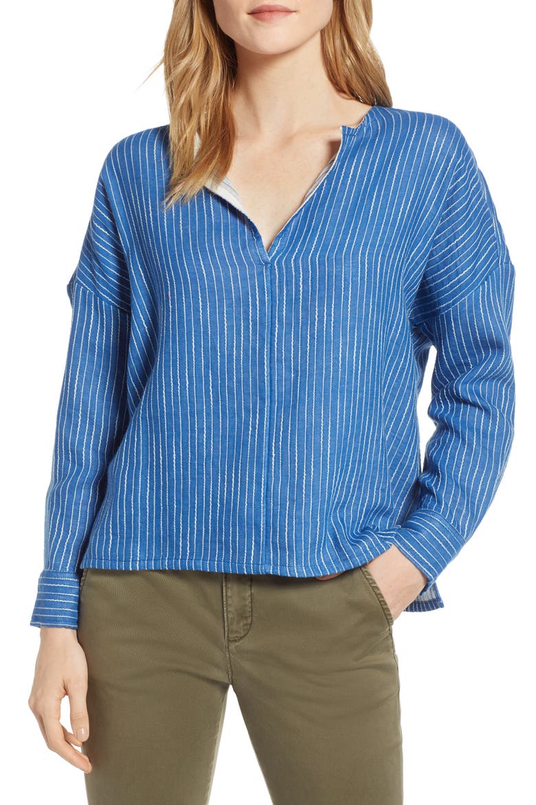 Stripe Pop-On Shirt, Main, color, BLUE/ WHITE STRIPE AS HEADER