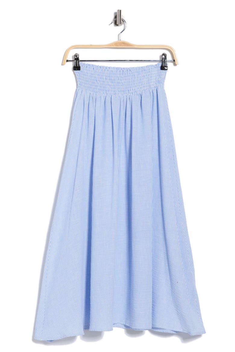 Smocked Waist Midi Skirt, Alternate, color, LIGHT BLUE