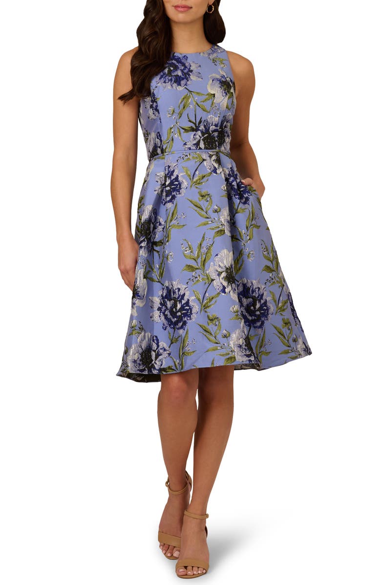 Adrianna Papell Floral Jacquard Cocktail Dress, Main, color,