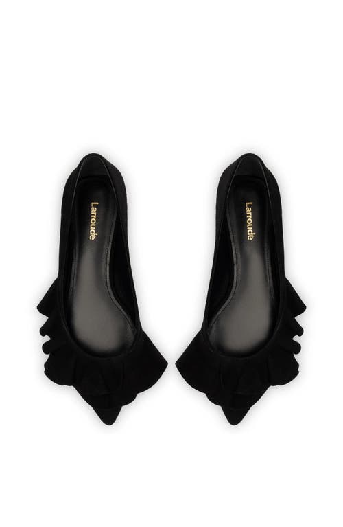 Larroude Larroudé Lee Ruffle Flat In Black