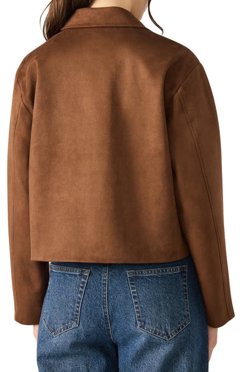 Steve Madden Faux Suede Trucker Jacket In Brown