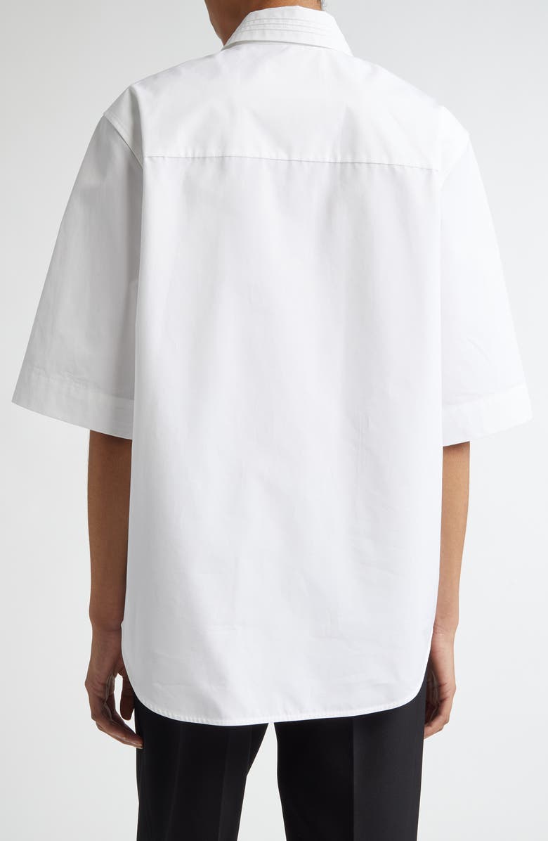Jil Sander Pintuck Short Sleeve Cotton Button-Up Shirt, Alternate, color,