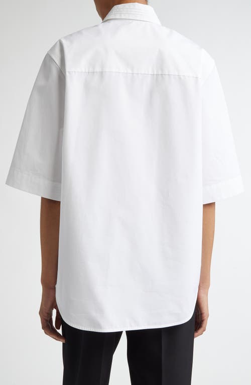 Jil Sander Pintuck Short Sleeve Cotton Button-up Shirt In Optic White