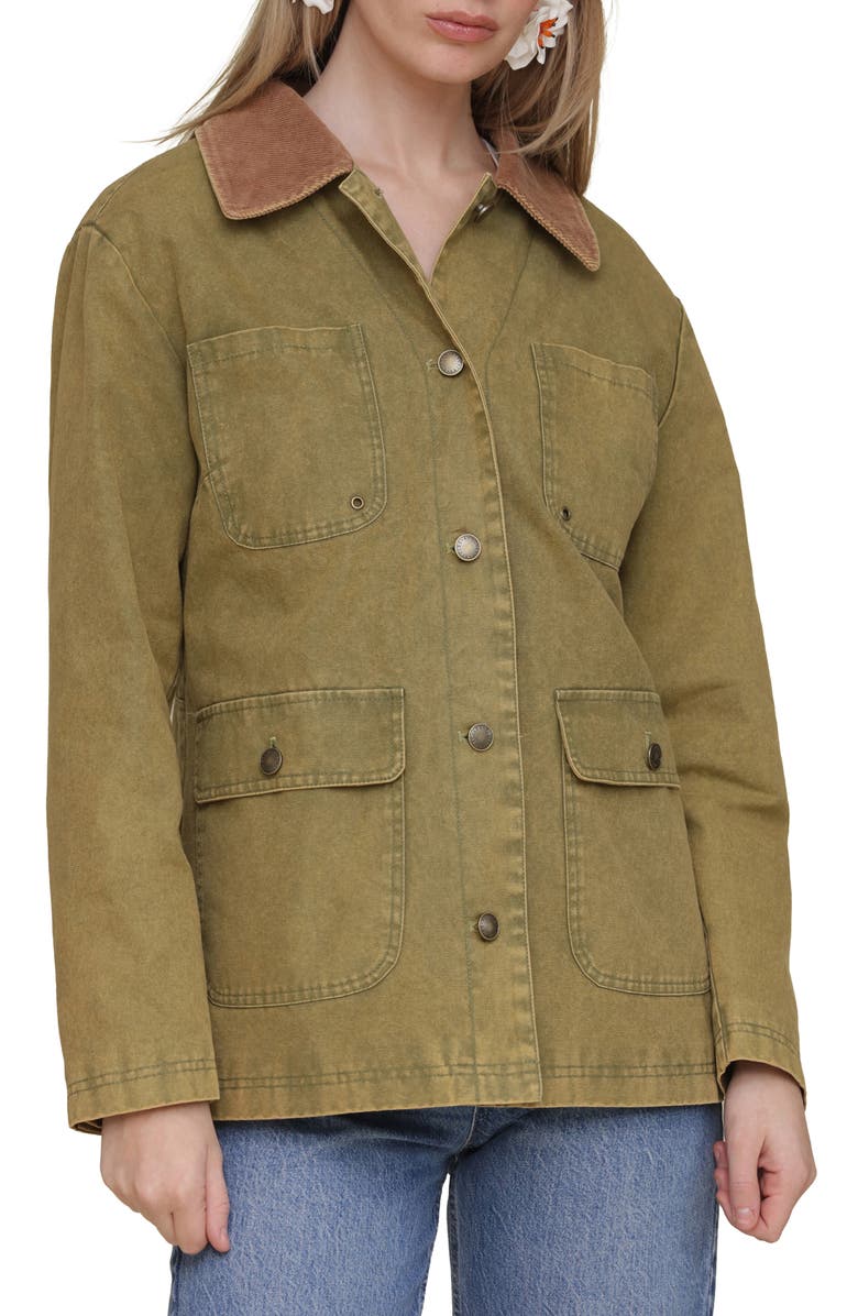 Avec Les Filles Contrast Collar Barn Jacket, Alternate, color, Jungle