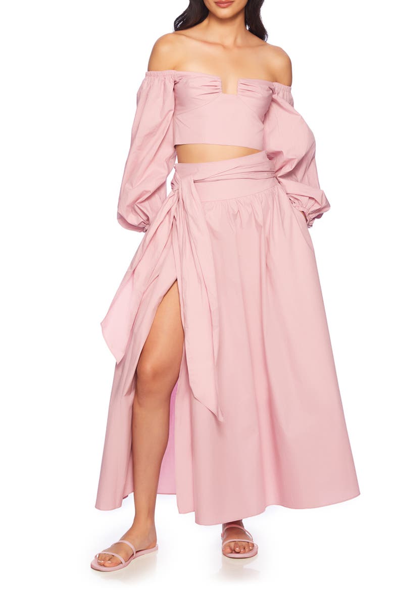 Poplin Wrap Maxi Skirt, Main, color, COTTON CANDY
