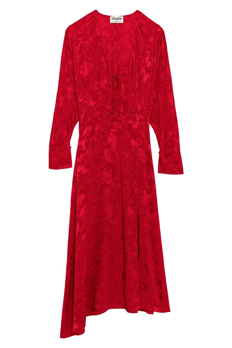 Rouna Horse Pattern Jacquard Long Sleeve Silk Dress, Alternate, color, LOVE