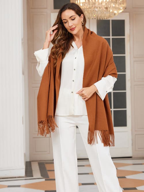 Silksilky Pure Wool Scarf Shawl In Brown
