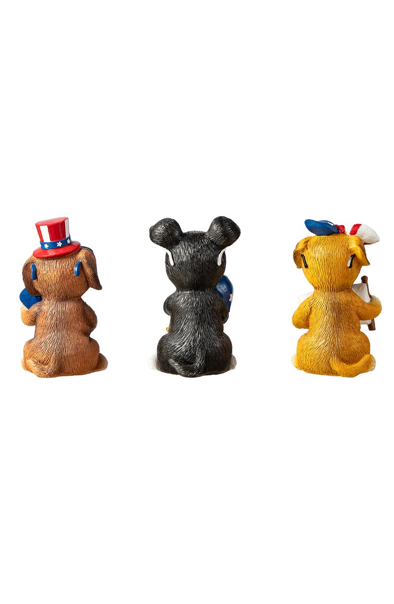 Glitzhome 4.5"H Set of 3 Patriotic Americana Resin Gogs Table Decor, Alternate, color, 