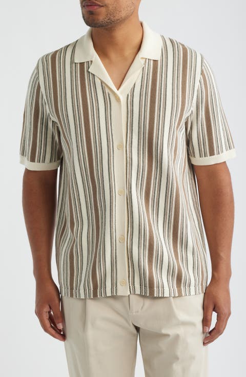 Ivy Vertical Stripe Short Sleeve Polo Sweater