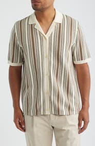 Wax London Ivy Stripe Knit Camp Shirt
