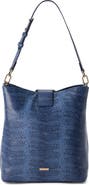 Brahmin Celina Croc Embossed Leather Bucket Bag