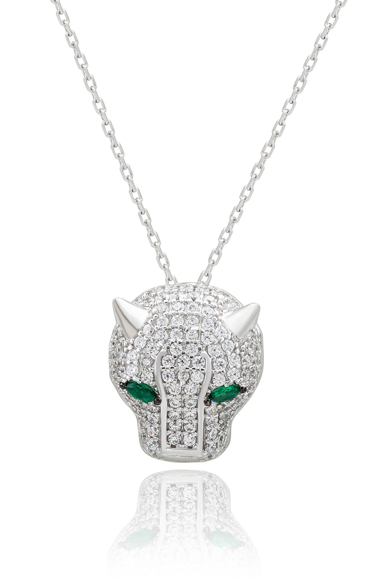 SUZY LEVIAN Pavé Cubic Zirconia Panther Head Pendant Necklace