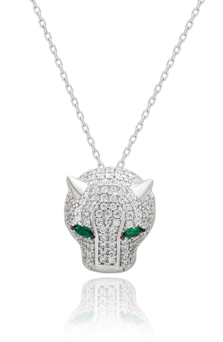 SUZY LEVIAN Pavé Cubic Zirconia Panther Head Pendant Necklace, Main, color, Silver/ Cubic Zirconia
