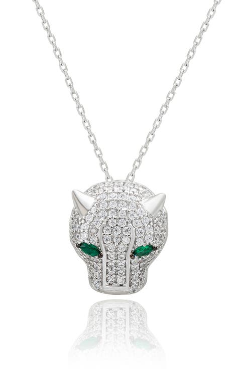 Pavé Cubic Zirconia Panther Head Pendant Necklace