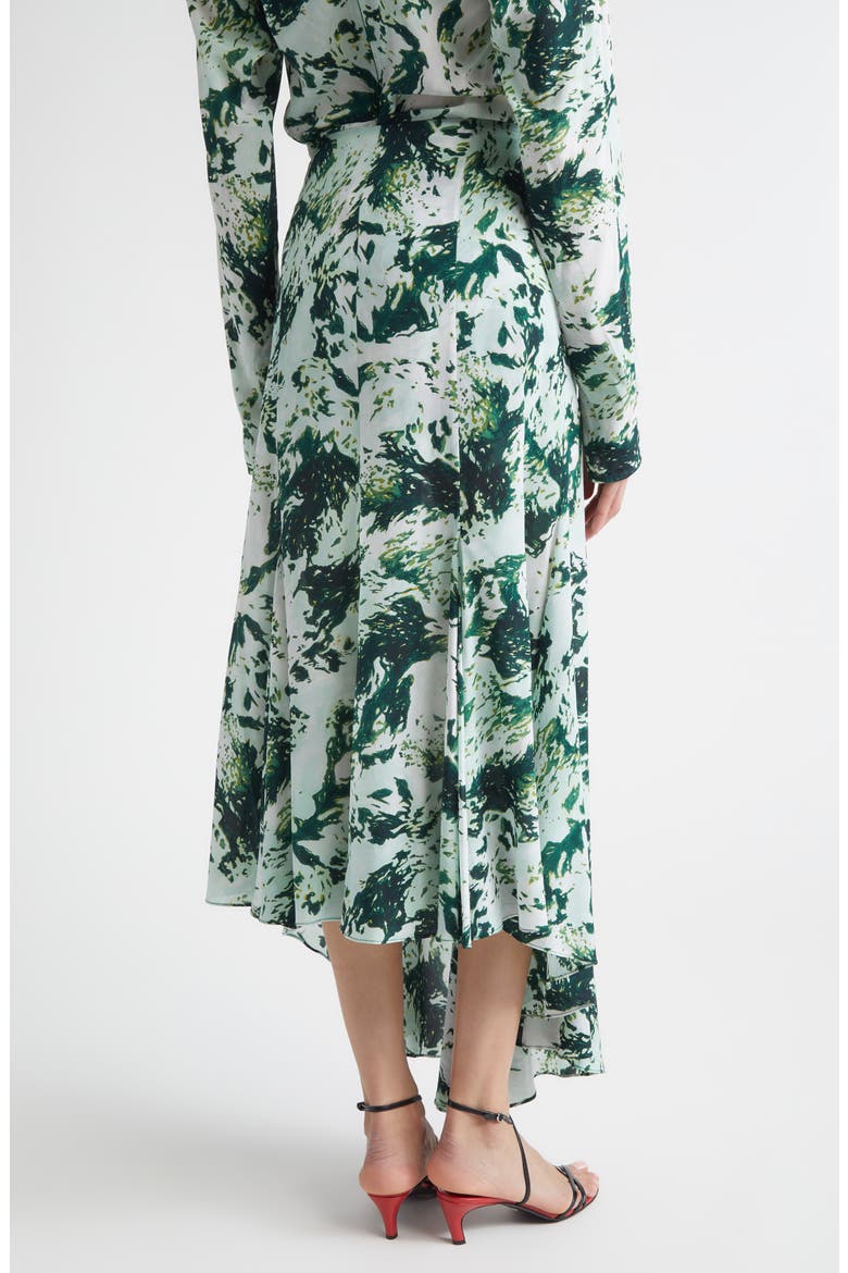 Joelle Print High-Low Skirt, Alternate, color, DARK GREEN MULTI
