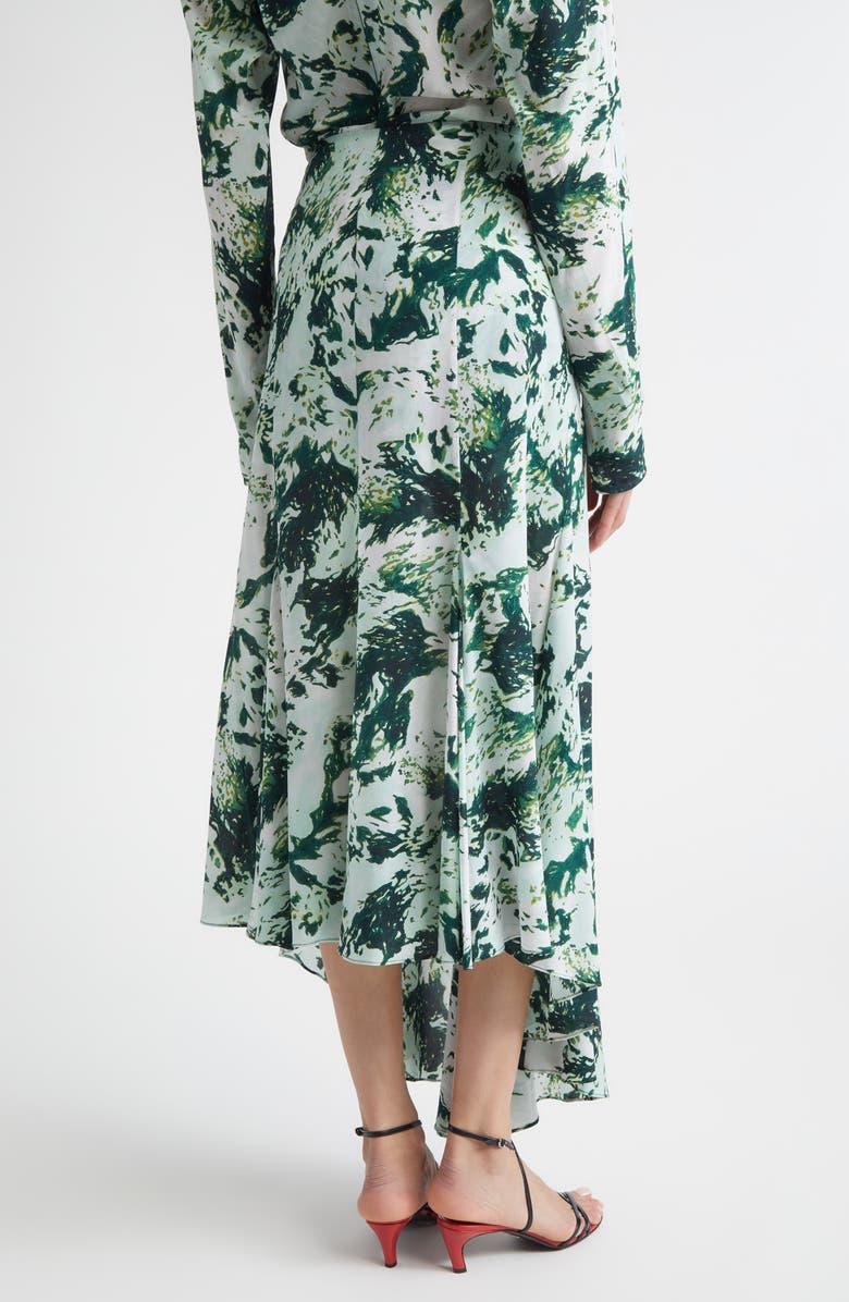 Proenza Schouler Joelle Print High-Low Skirt, Alternate, color, Dark Green Multi