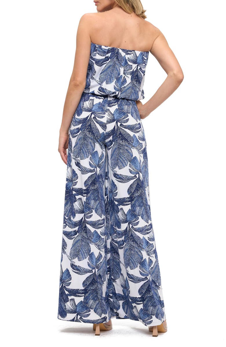 O.L. Floral Print Strapless Wide Leg Jumpsuit, Alternate, color, 