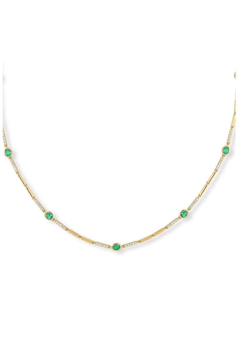 El Mar 18k Gold Emerald and Diamond Tennis Necklace, Alternate, color, 18K YELLOW GOLD