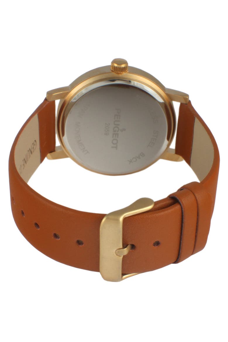 Minimalist Clean Dial Calfskin Leather Watch- 40MM, Alternate, color, Brown