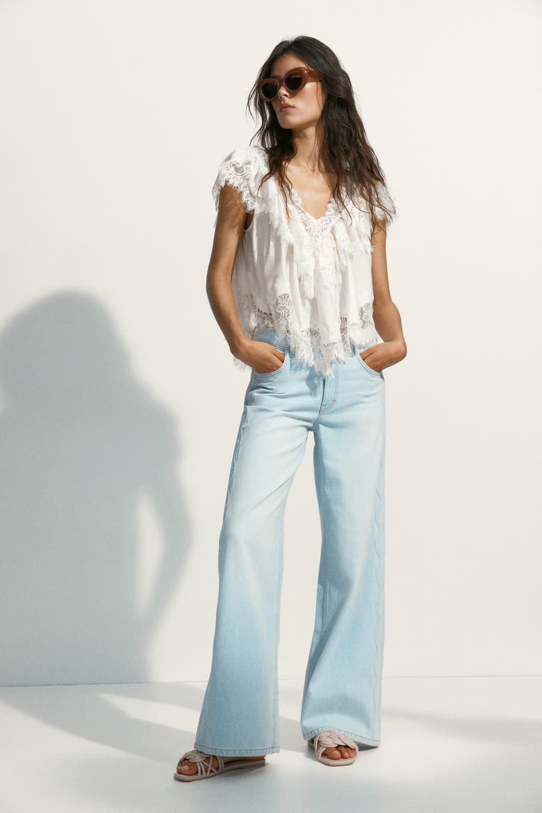 Wide High Waist Jeans, Alternate, color, Light denim blue
