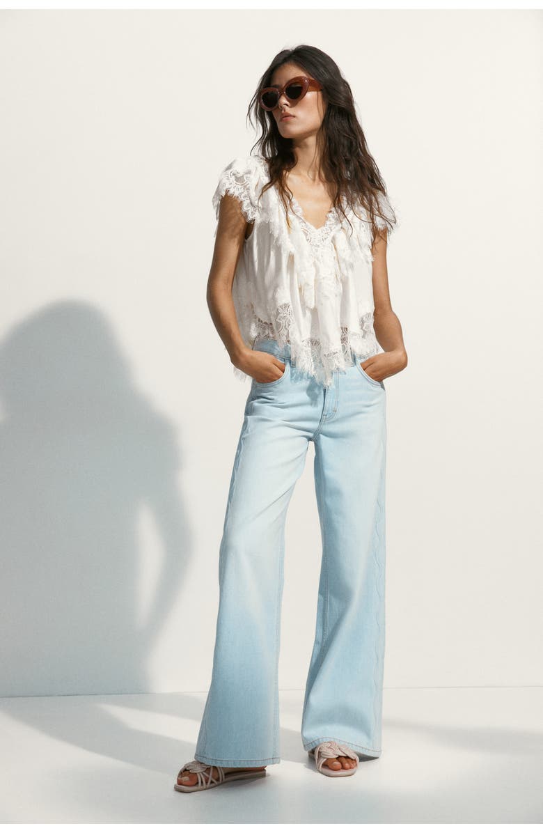 H&M Wide High Waist Jeans, Alternate, color, Light Denim Blue