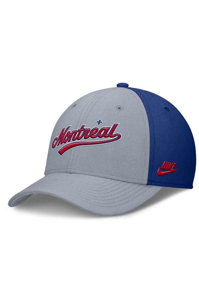 Nike Men's Nike Gray/Blue Montreal Expos Rise Swoosh Performance Flex Hat, Main, color, Gray