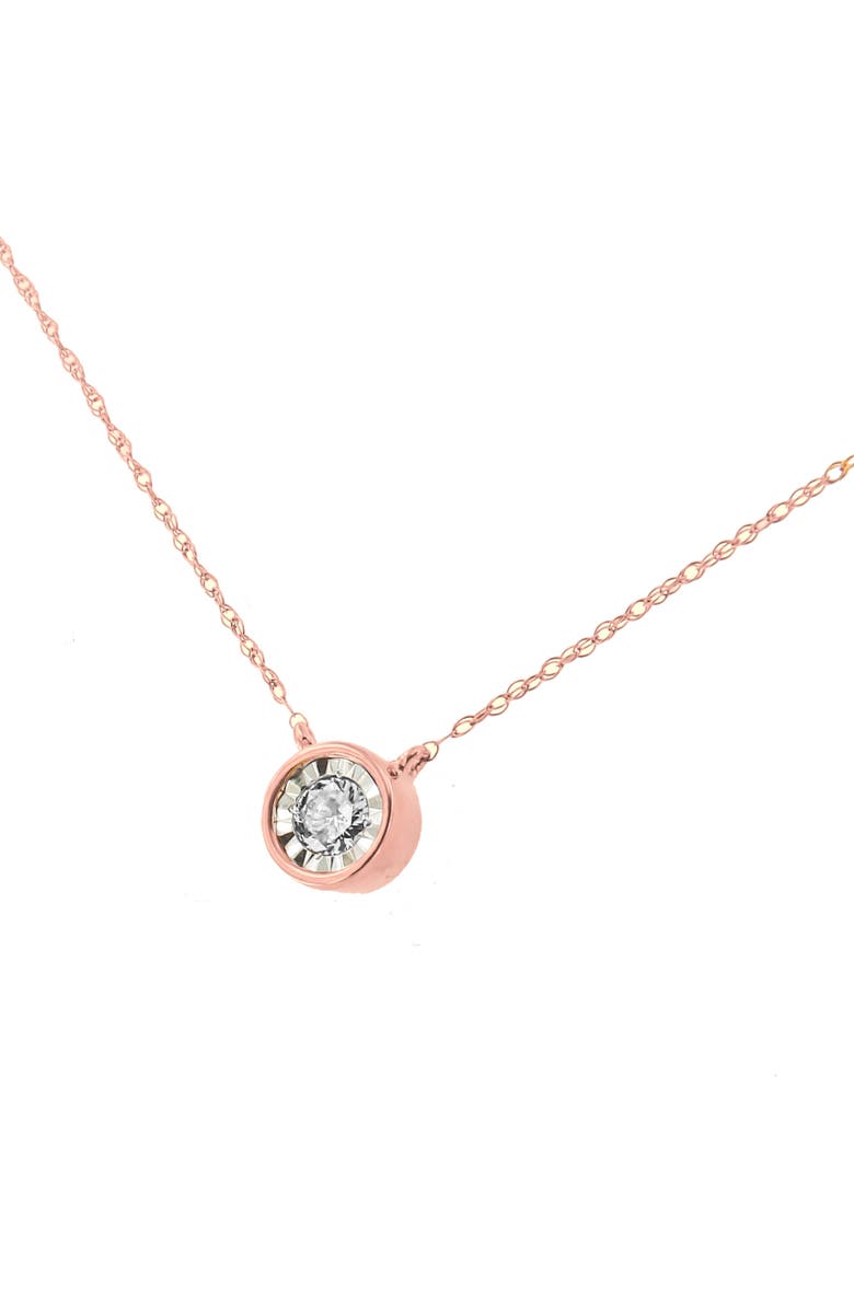 Haus of Brilliance 10K Gold 1/5 cttw Diamond Round Bezel Necklace Pendant, Main, color, Rose Gold