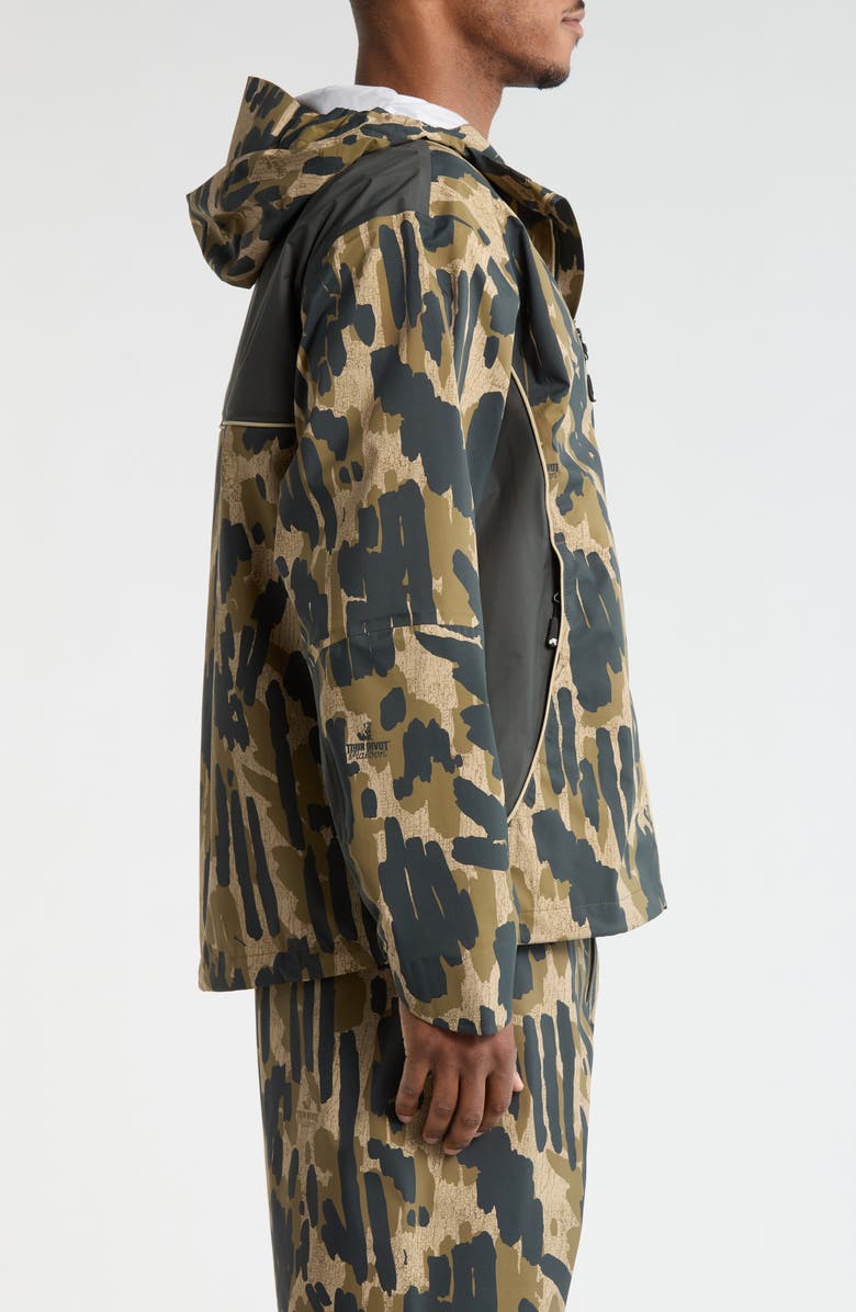 Malbon Golf Tour Divot Camouflage Rain Jacket, Alternate, color, Bark Camo