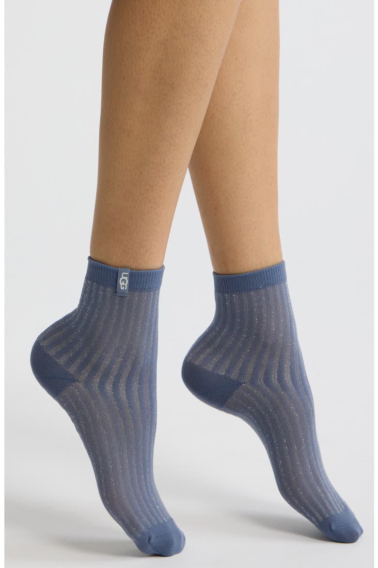 Plora Metallic Stripe Quarter Socks, Main, color, TAHOE BLUE