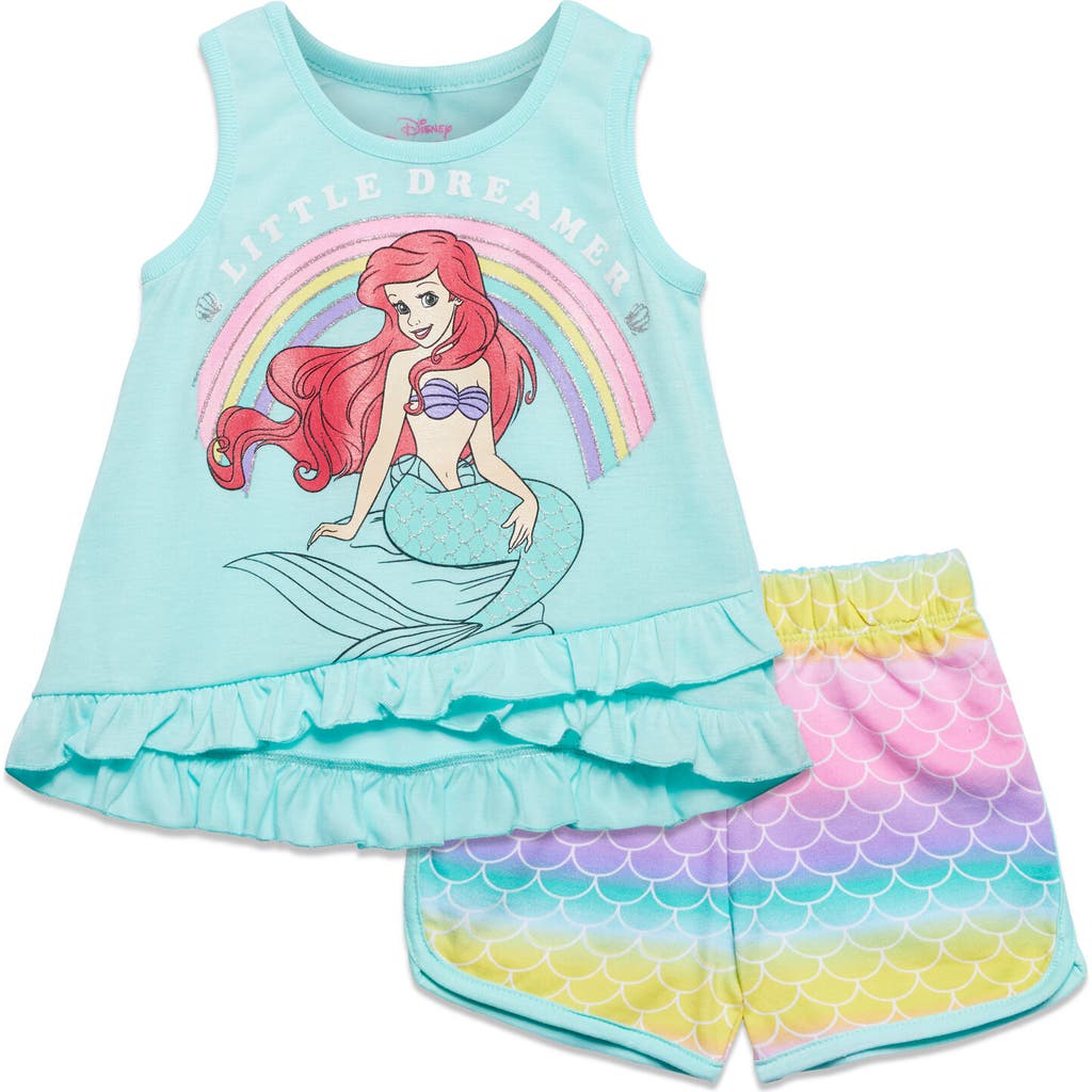 Disney Tank Top & French Terry Shorts Set In Blue