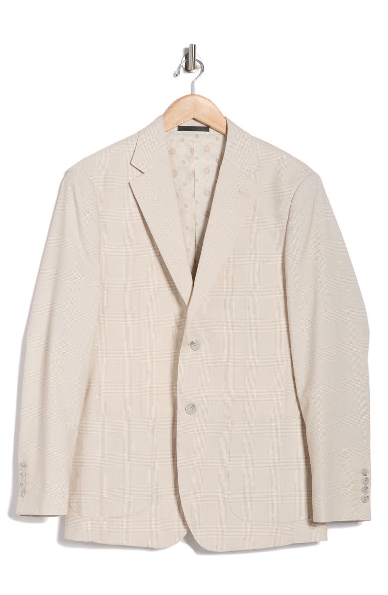 Tahari Slim Fit Plaid Sport Coat, Alternate, color, Tan