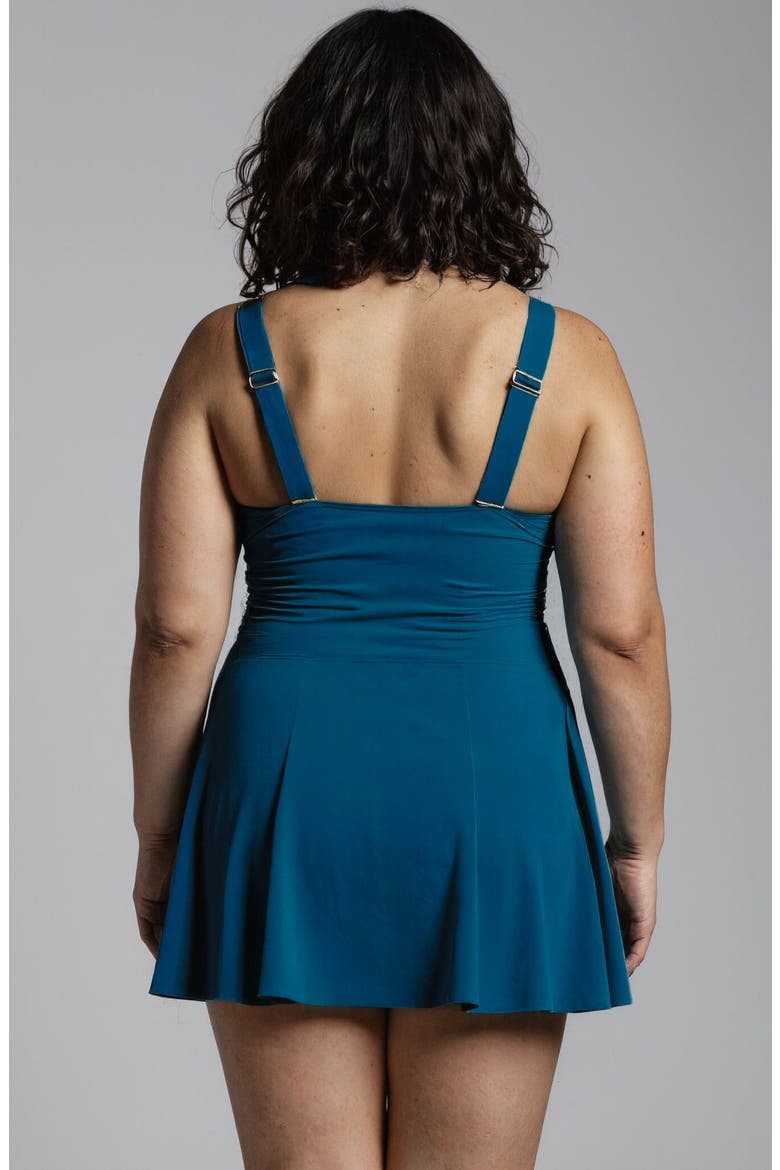 Plus Size Hayley Tankini-Style Swim Dress With Adjustable Straps and Hidden Bikini Bottoms, Alternate, color, Space Blue