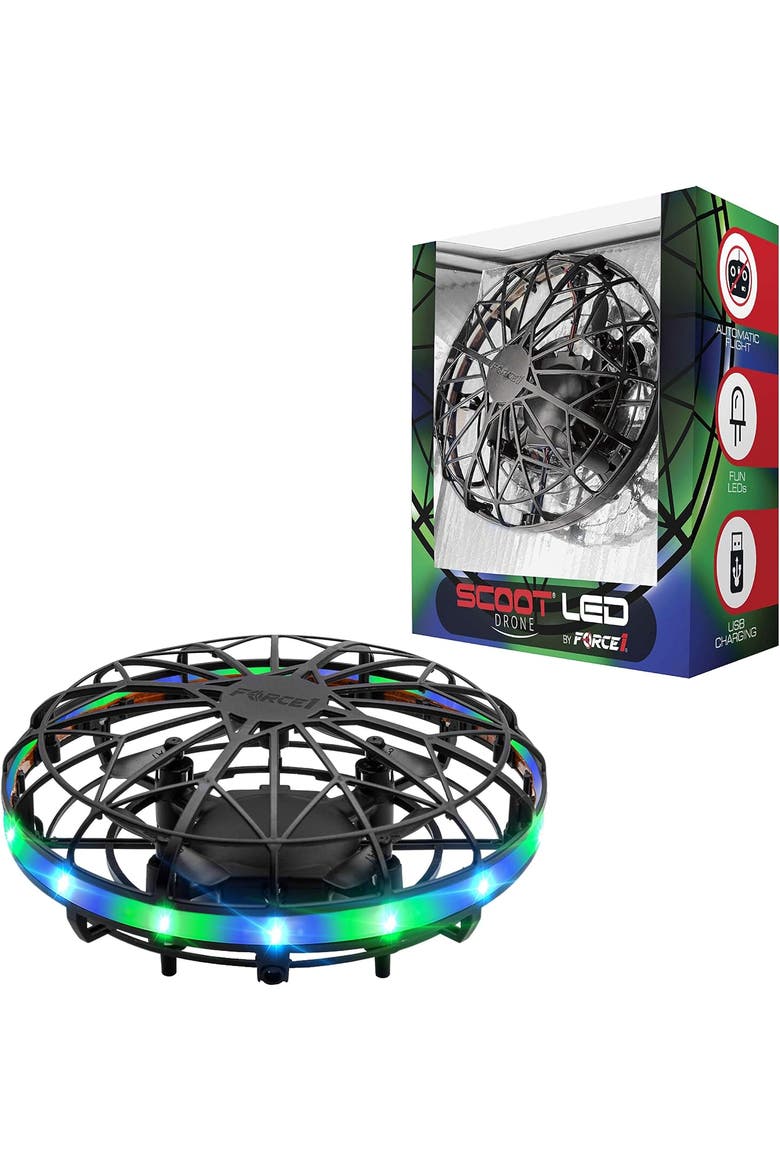 Scoot LED Hand Operated Drone - Green/Blue, Main, color, Black
