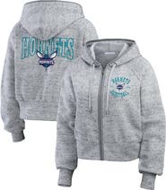 WEAR by Erin Andrews Women's WEAR by Erin Andrews Heather Gray Charlotte Hornets Speckled Radiator Full-Zip Hoodie