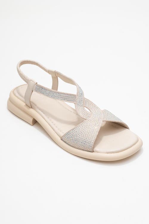 Forever & Always Shoes Sieglinde Embellished Leather Sandal In Neutral