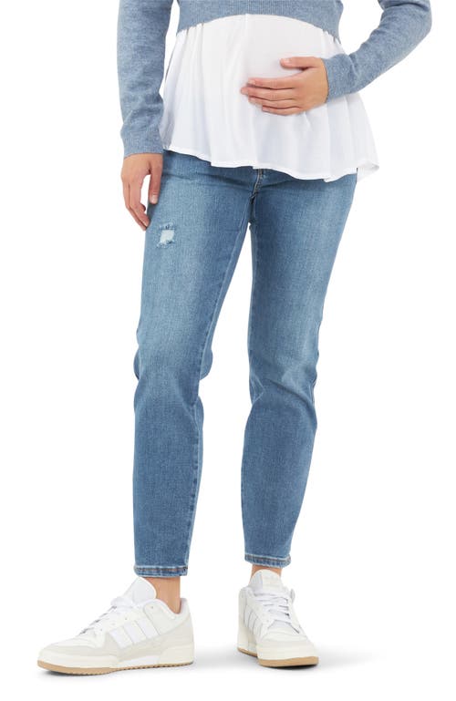 Ripe Maternity Dylan Under The Bump Distressed Straight Leg Maternity Jeans In Black
