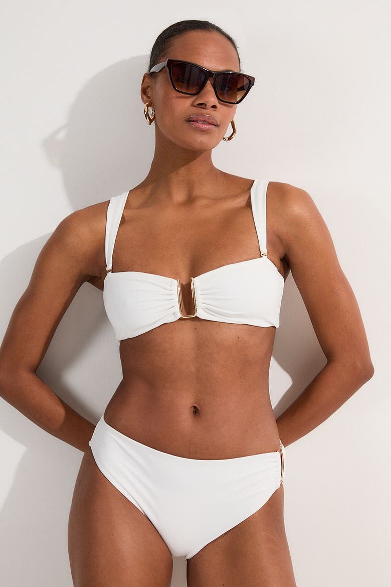 Bikini Bottoms With Gold Trim, Main, color, White