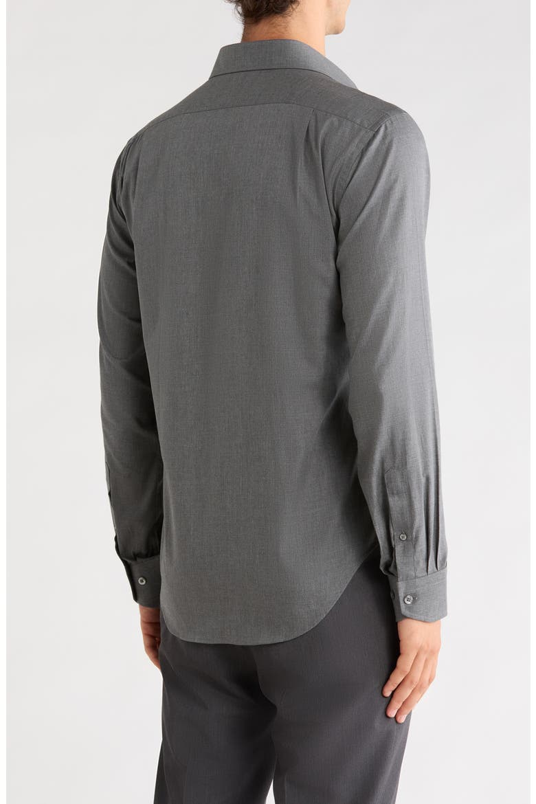 Trim Fit Heathered Solid Dress Shirt, Alternate, color, SMOKE