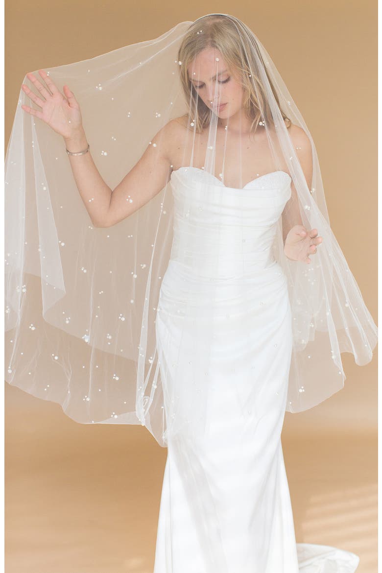 Ilaria Imitation Pearl Fingertip Veil (Nordstrom Exclusive), Alternate, color, IVORY