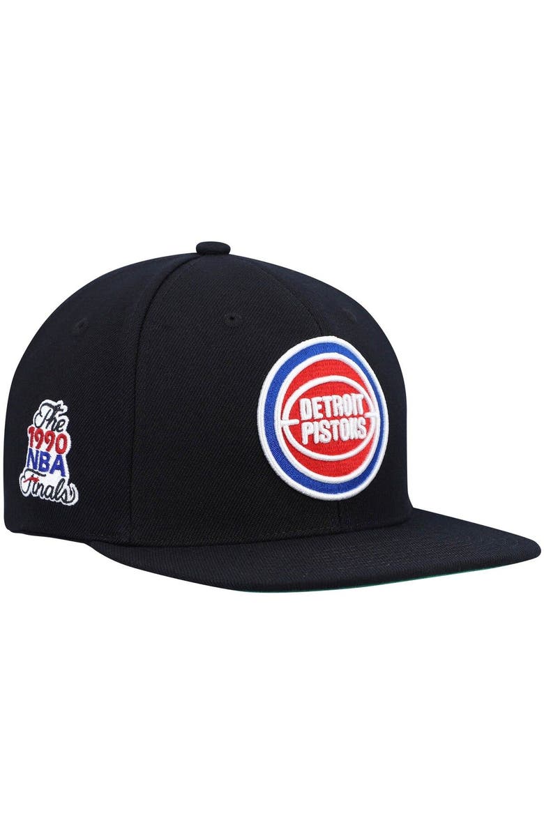 Mitchell & Ness Men's Mitchell & Ness Black Detroit Pistons Hardwood Classics 1990 NBA Finals Top Shot Snapback Hat, Main, color, 