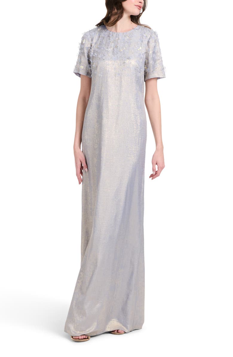 EMILY SHALANT Beaded Metallic Chiffon Gown, Alternate, color, 