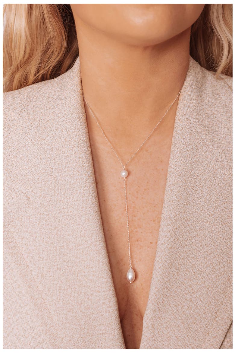 Penny Freshwater Pearl Y-Necklace, Alternate, color, PEARL/ SILVER