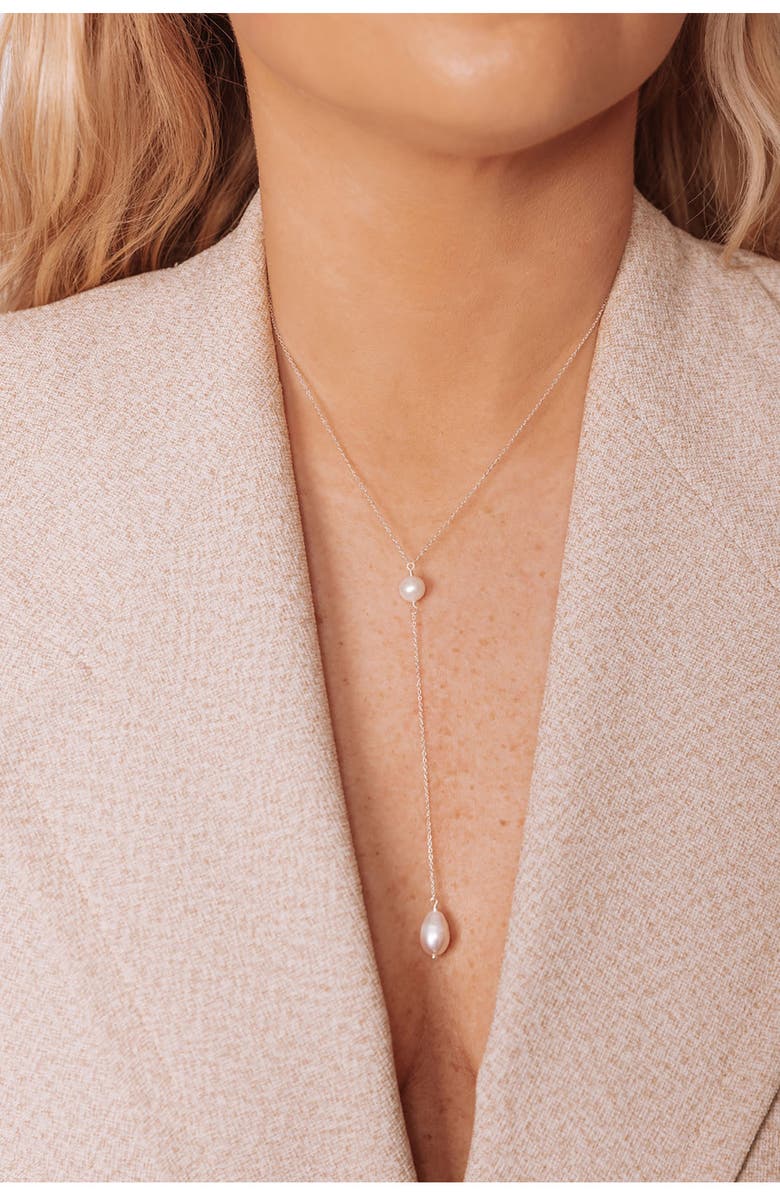 Set & Stones Penny Freshwater Pearl Y-Necklace, Alternate, color, Pearl/ Silver