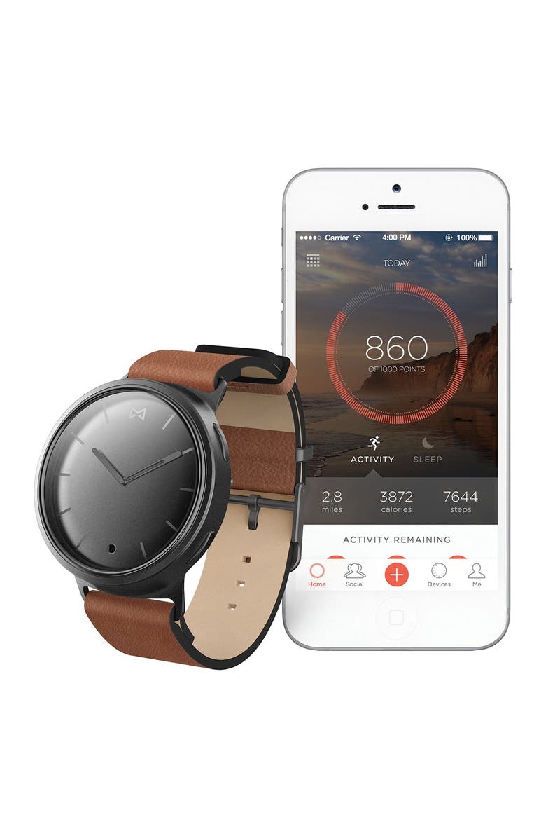 Misfit Phase Hybrid Leather Strap Smartwatch, 40mm, Alternate, color,