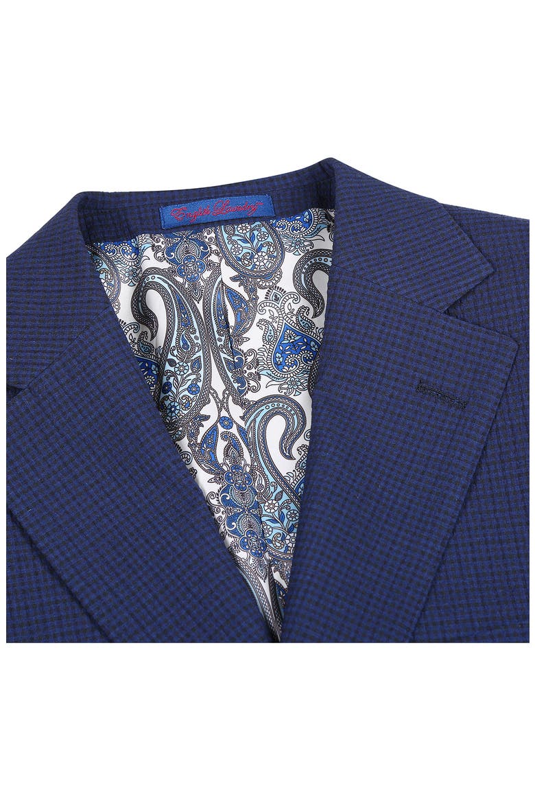 Miniature Plaid Navy Stretch Mélange Suit, Alternate, color, BLACK/ BLUE