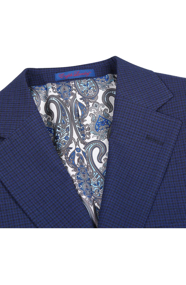 English Laundry Miniature Plaid Navy Stretch Mélange Suit, Alternate, color, Black/ Blue