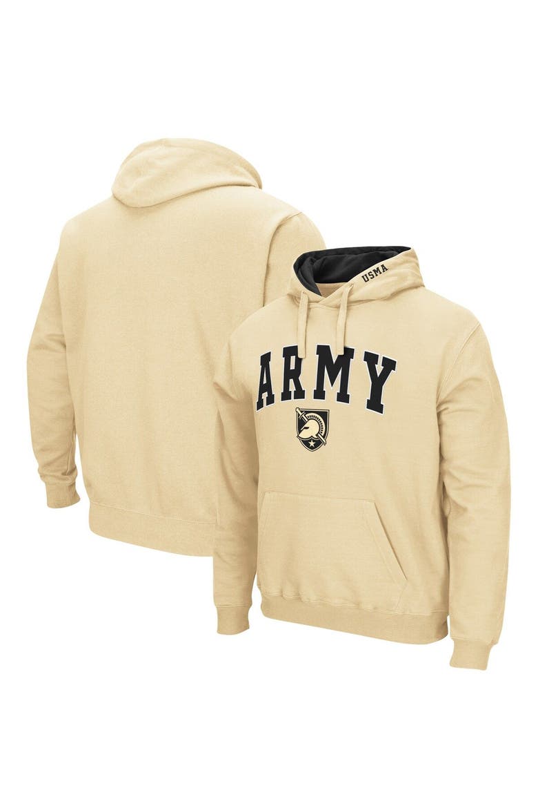 Men's Colosseum Vegas Gold Army Black Knights Arch & Logo 3.0 Pullover Hoodie, Alternate, color, Vegas Gold