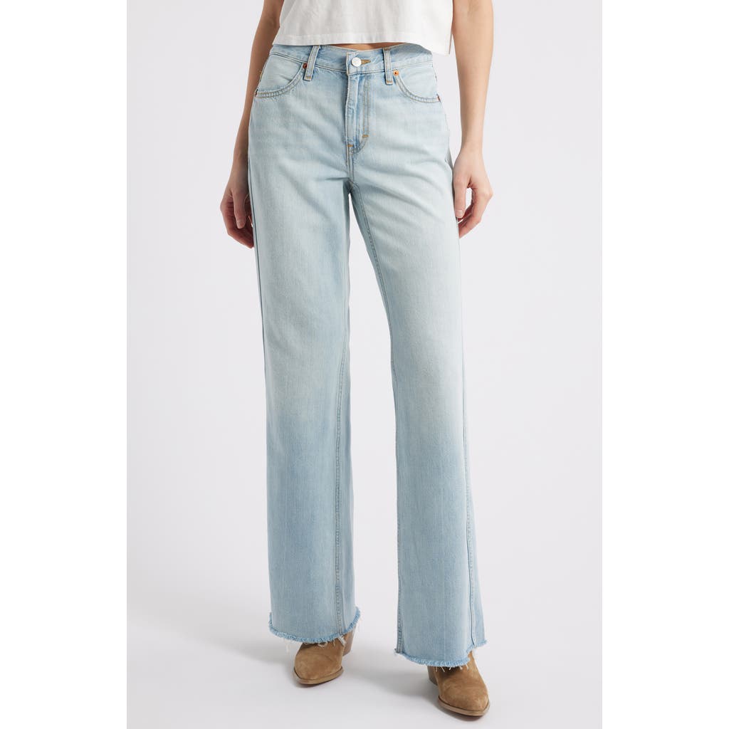 Re/Done The Californian High Waist Raw Hem Flare Leg Jeans in Big Sur at Nordstrom Rack, Size 30